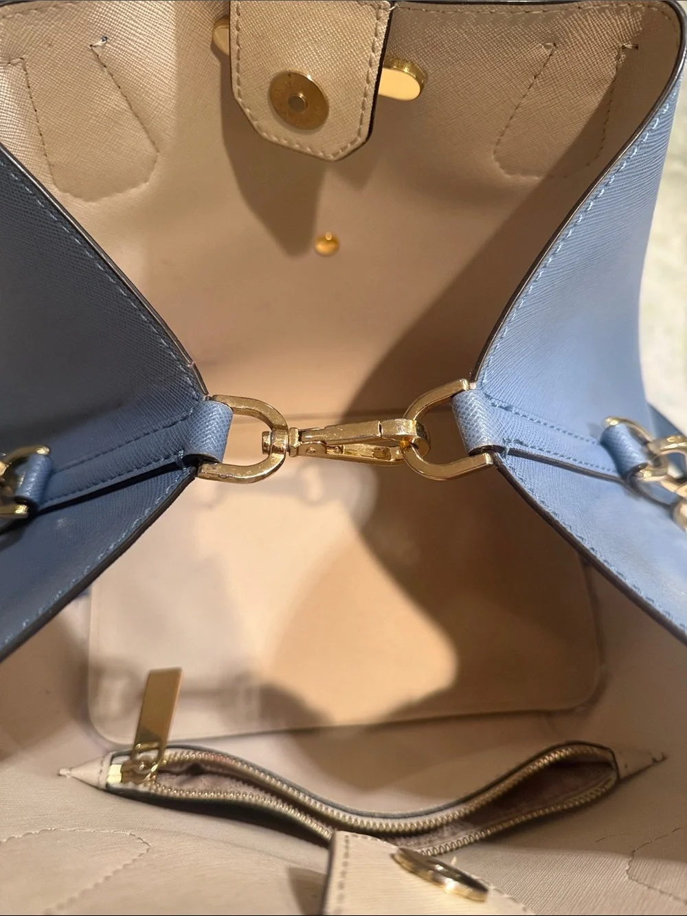Michael Kors Dusty Blue Leather Shoulder Satchel